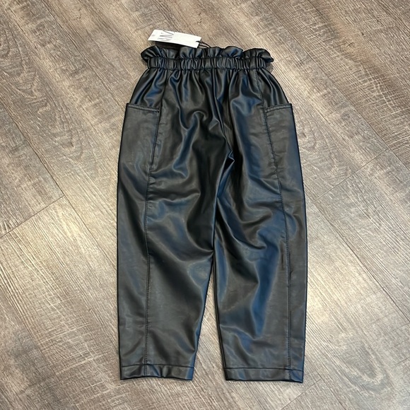 Zara kids vegan leather drawstring waist pants - Picture 5 of 5